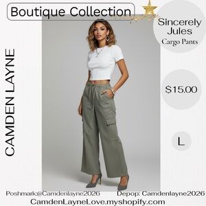 Sincerely Jules Gray Wide Leg Cargo Pants